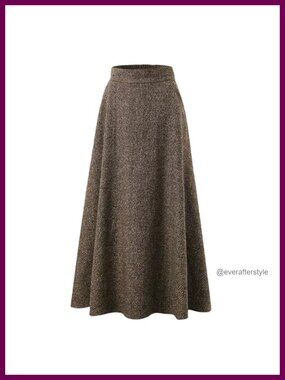 A-Line Maxi Skirt with Pockets High Elastic Waist Long Winter Fall